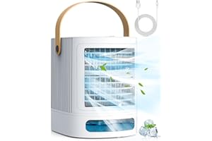 BALKO Mini Air Conditioner, Evaporative Air Cooler w/ 3-Level Humidify & 3 Speeds, 7-Color Night Light, USB Powered Desk Portable Air Conditioner Fan, Small Air Conditioner for Bedroom Room Office