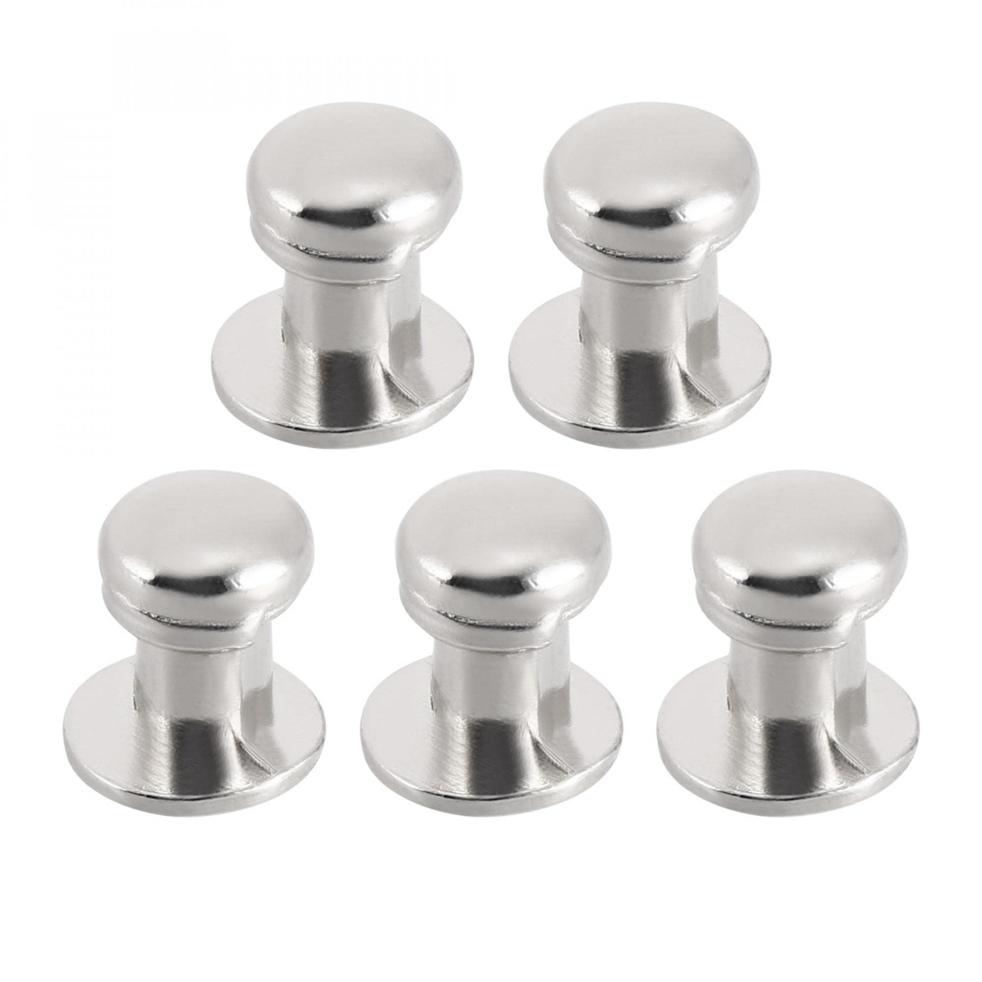 Sourcingmap 9mmx9mm Gift Box Single Hole Round Knobs Pull Handles Silver Tone 5pcs