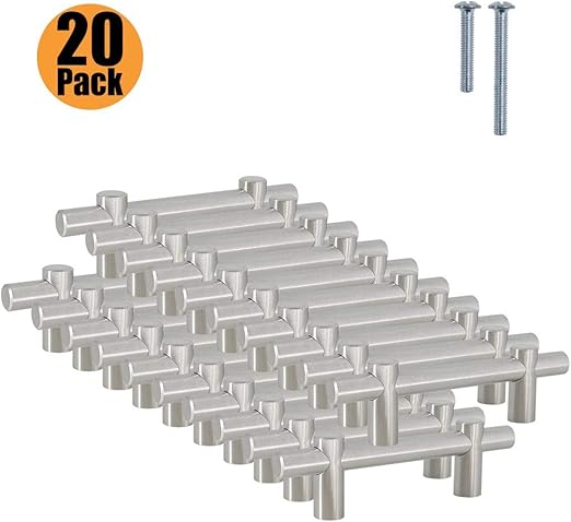 20 Paquete de gabinete de cocina manijas de las puertas de acero