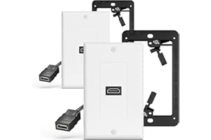 VCELINK HDMI Wall Plate, 2 Pack 4K HDMI Outlet Wall Plate with Low Voltage Mounting Bracket, Supports 4K@60 Hz HDR ARC, HDMI Wall Plate Pass Through for Home Theater (1-Port)