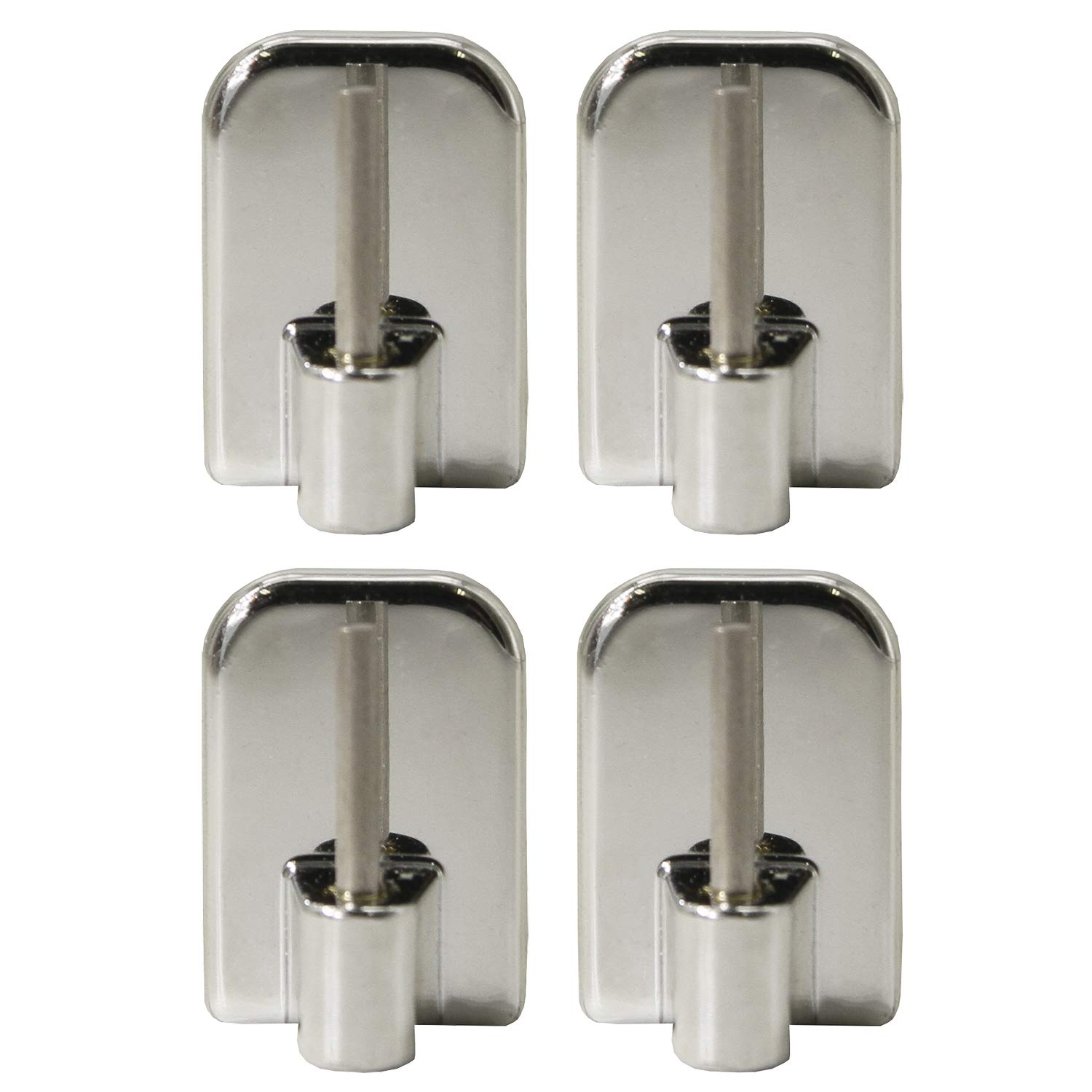 Self Adhesive Hooks Sash Rod Kitchen Curtains Set of 4 - Silver
