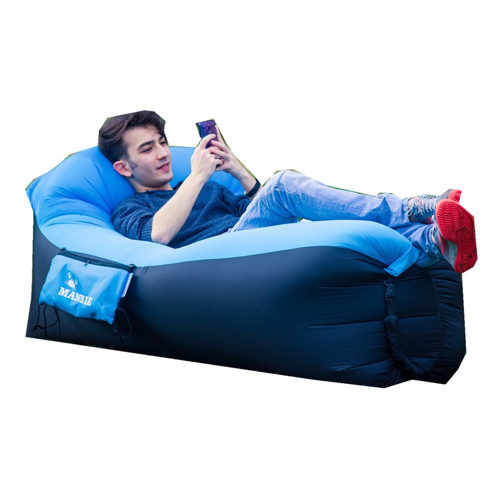 MAMBLE Inflatable Lounger Sofa Portable Sofa Bed Air Sofa for Travelling, Camping, Beach, Park Blue