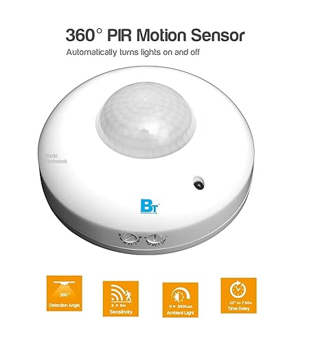 Blackt Electrotech 360 Degree Pir Motion Sensor With Light Sensor