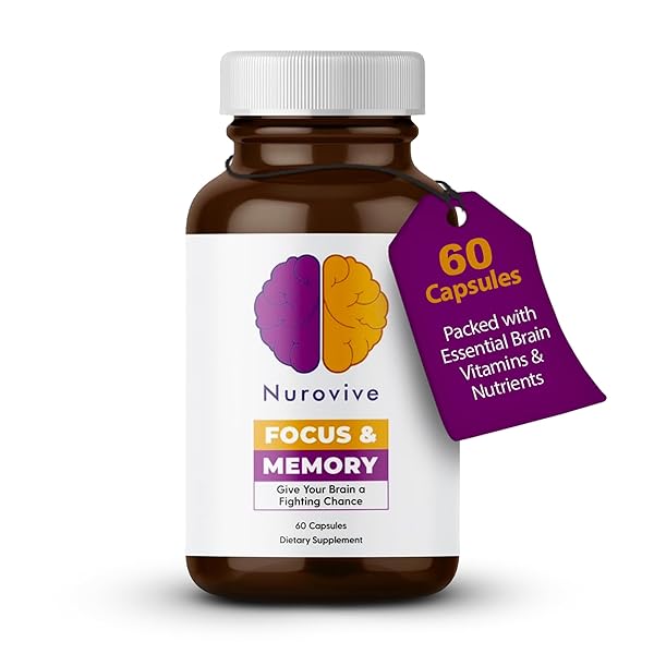 NUROVIVE – FOCUS & MEMORY SUPPLEMENT FOR BRAIN HEALTH, FOCUS SUPPLEMENT & NEUROTRANSMITTER SUPPORT WITH VITAMIN B12, B1, B3 & B5 PLUS TAURINE, 60 CAPSULES
