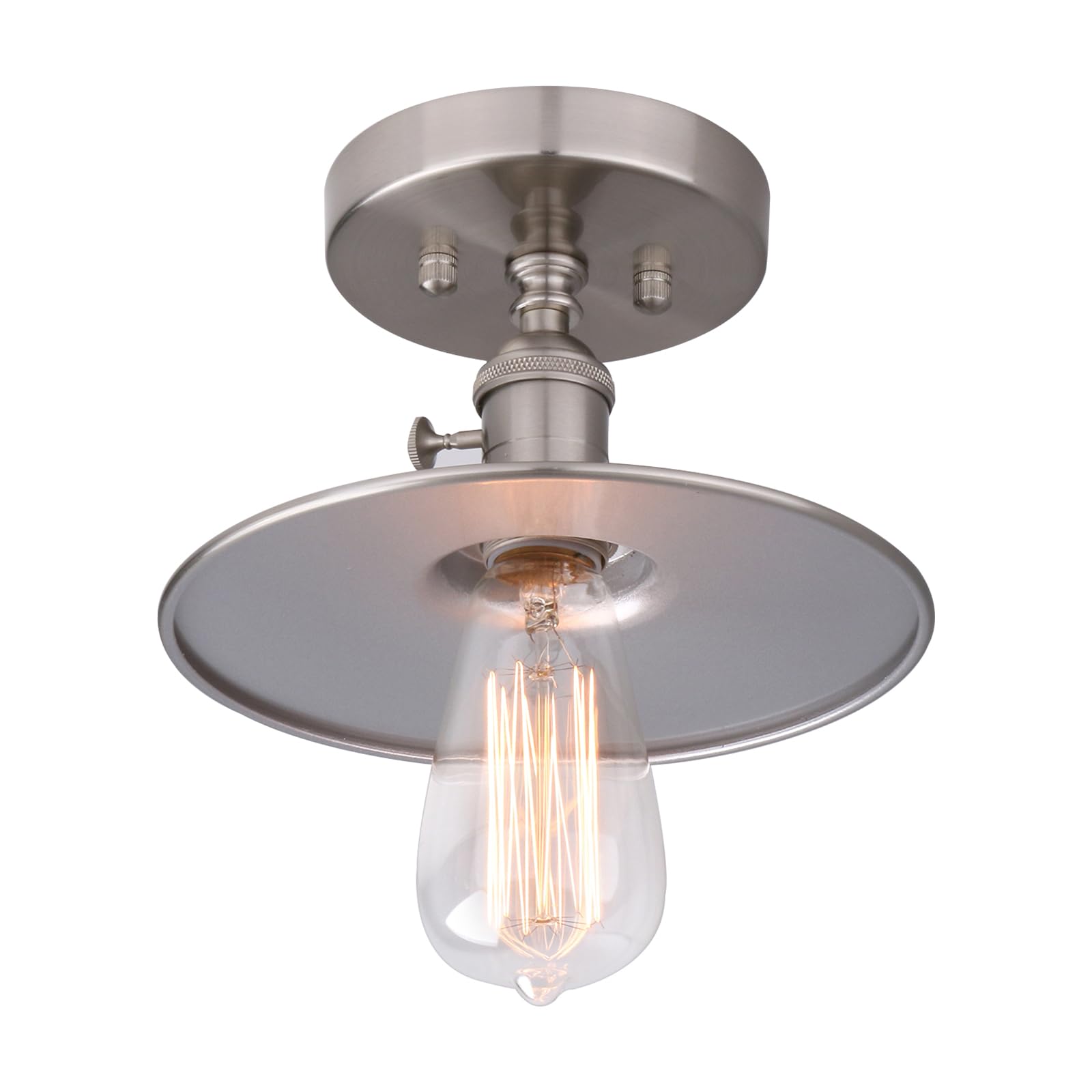 Phansthy Ceiling Light Fitting E27 Vintage Metal Black Hanging Flush Mount Lamp Industrial Edison Ceiling Light Fixtures for Kitchen Bedroom Hallway Loft (Brushed)