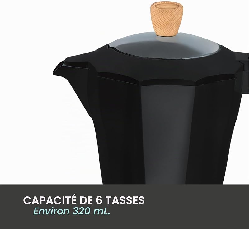 - Cafetière Électrique Italienne Nature Line | 6 Tasses | Pichet Sans Fil | Base Électrique | Rotation à 360° | Carafe avec Poignée Froide | Arrêt Automatique | Maintien la Chaleur | Noire