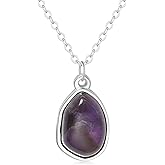 Wovanoo Stone Pendant Necklaces Gemstone Dangle Necklace 18K Gold Plated Teardrop Pendant Necklace for Women