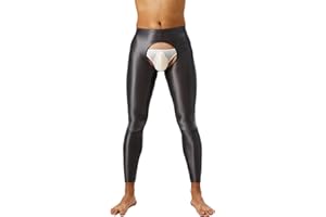 Miutii Men's Open Crotch Silky Compression Tights Pants Base Layer Breathable Training Leggings