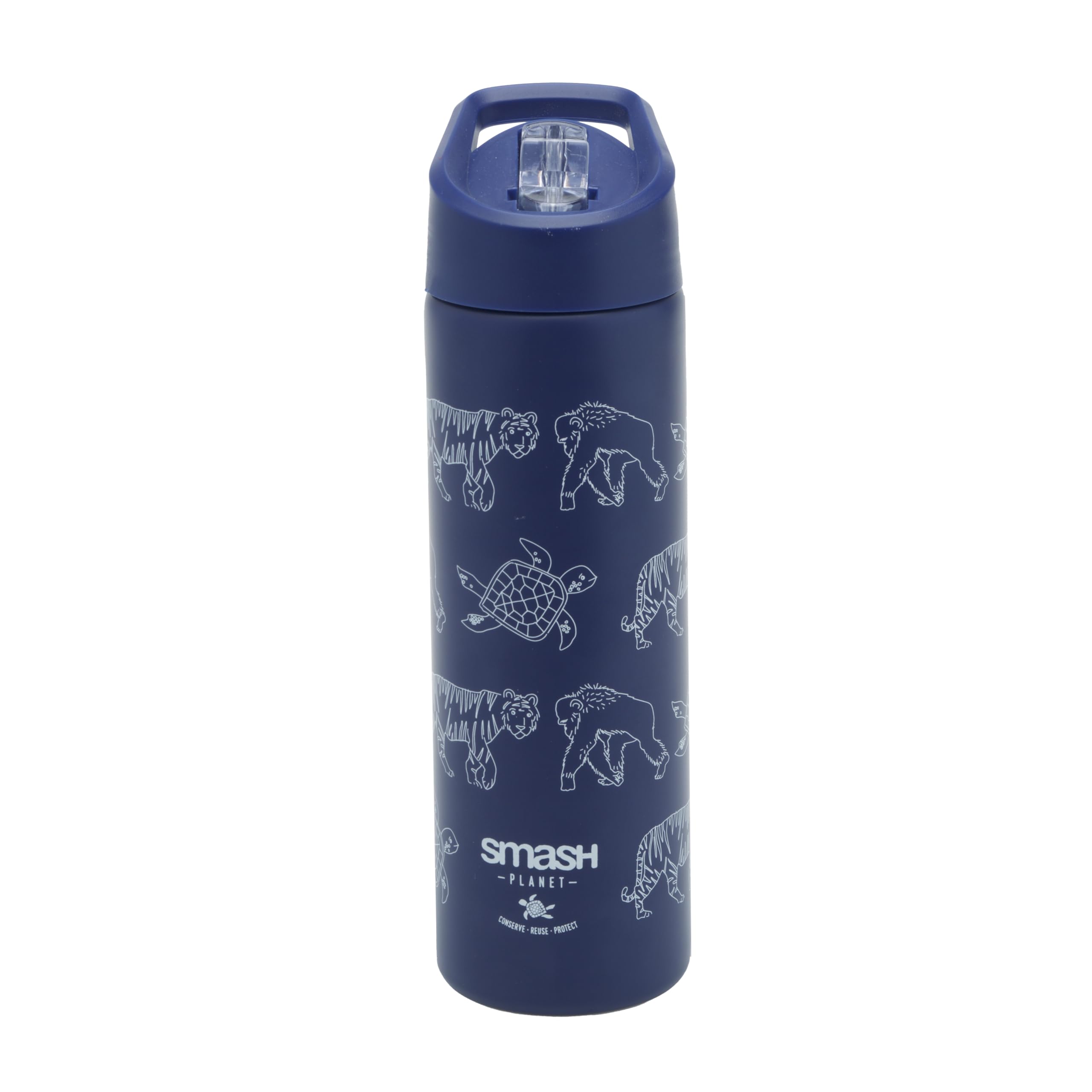 Smash Stainless Steel Water Bottle with Flip Top Lid and Straw - Planet Navy 750ml — image 1