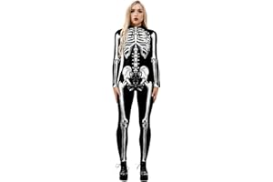 Honeystore Women's Skeleton Halloween Costume Catsuit Bodysuit Cosplay Jumpsuits