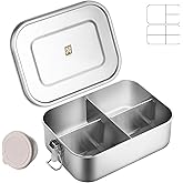 GOLDEN KEY 40QZ Stainless Steel Bento Box for Kids, 1200ml Metal Lunch Box for Kids or Adults,Stainless Steel Food Storage Containers with Lids and Lockable Clips for Travel, Work
