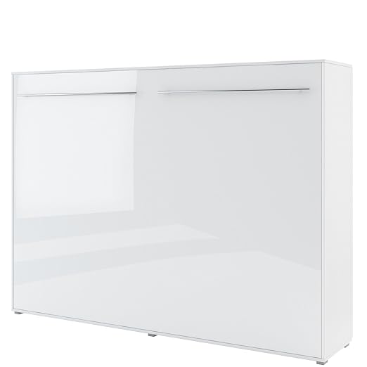 Schrankbett CONCEPT PRO Wandklappbett - Horizontal (140x200 cm, weiß hochglanz)