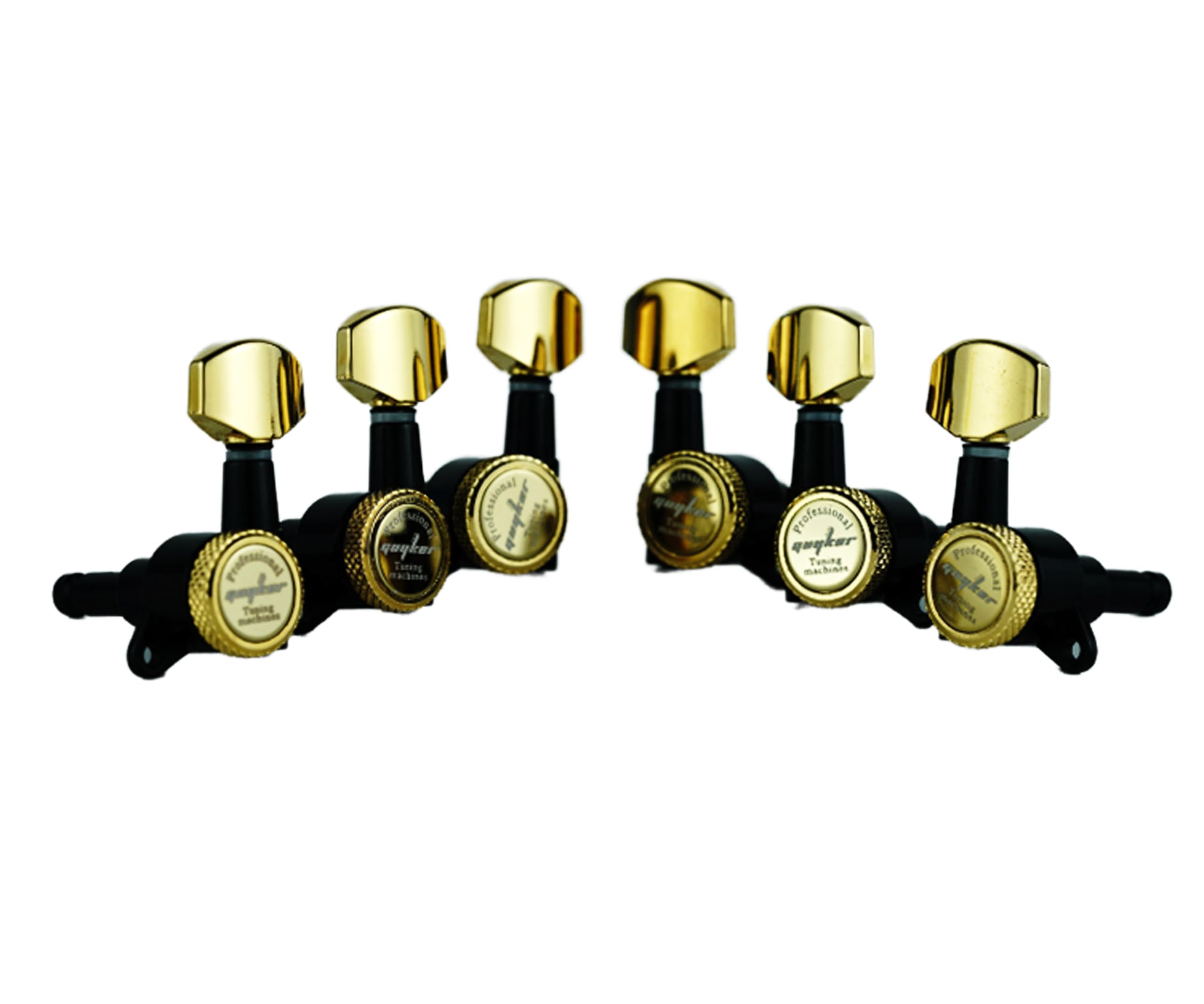 Photo 1 of Guyker Guitar Locking Tuners (3L + 3R) - 1:18 Lock String Tuning Key Pegs Machine Head Replacement for ST TL SG LP Style Electric, Folk or Acoustic Guitars - Gold+Black