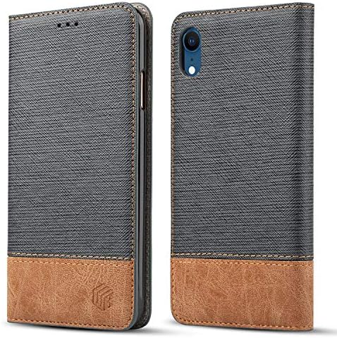 WenBelle for iPhone XR Wallet Case, Stand Feature,Double Layer Shock Absorbing Premium Soft PU Color Matching Leather Wallet Cover Flip Cases for (2018) Apple iPhone XR 6.1 inch (Grey)