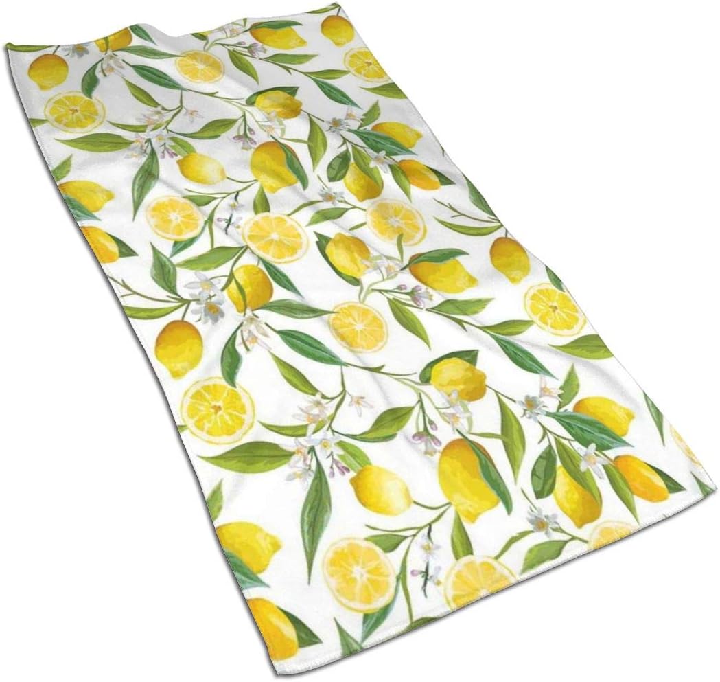 JOJOLASQ Kitchen Dish Towels Wash Cloth Car Household Pet Bath Towel,Exotic Lemon Tree Branches Yummy Delicious Kitchen Gardening Theme Design Art,27.5 Inch X15.7 Inch