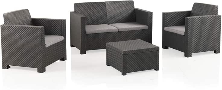 Shaf EVO Conjunto Muebles Sofá 2 Plazas + 2 Sillones, Antracita: Amazon.es: Jardín