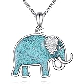 HKPATOP Animal Necklace 925 Sterling Silver Turquoise Horse/Hummingbird/Butterfly/Dragonfly/Phoenix/Turtle/Cowgirl Hat/Owl/Highland Cow/Cat Pendant Jewelry Gifts for Women Men