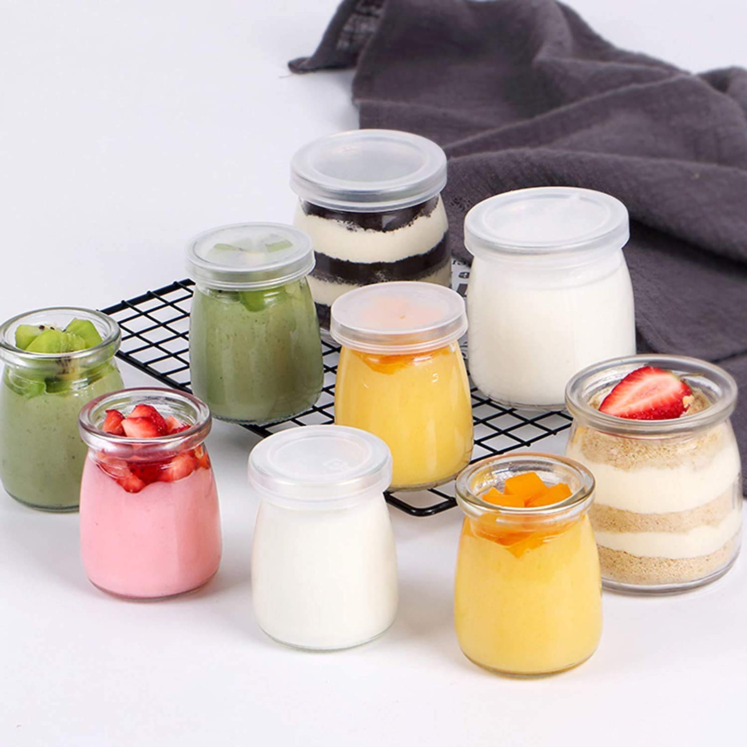 ZOGOZA®Glass Pudding Yogurt Jars With PE Lids for Jam Honey Baby Foods