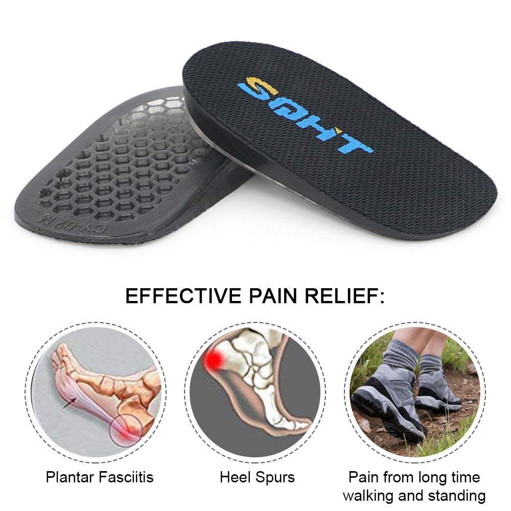 SQHT\'s Height Increase Insoles - Heel Shoe Lift Inserts for Achilles Tendonitis and Leg Length Discrepancy, Heel Cushion for Men & Women (0.6\'\' Height)