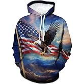 WHNBCW Funny American Flag Eagle Hoodie USA Bald Eagle Graphic Sweatshirt