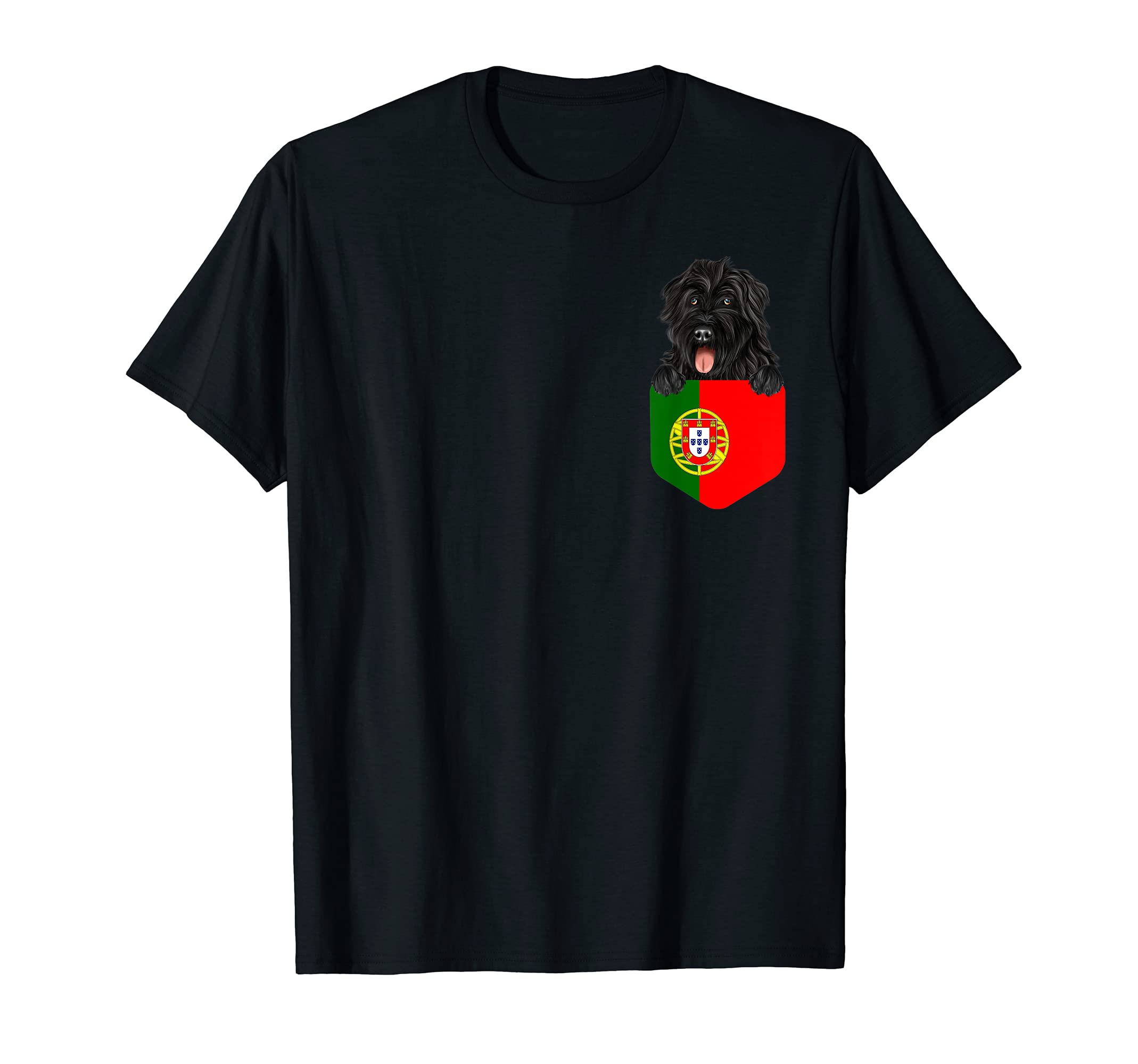 Portugal Flag Bouvier des Flandres Dog In Pocket T-Shirt