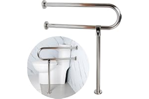 304 Stainless Steel Toilet Grab Bar for Elderly & Disabled - ADA Compliant Bathroom Safety Rail with Drilling Installation, A