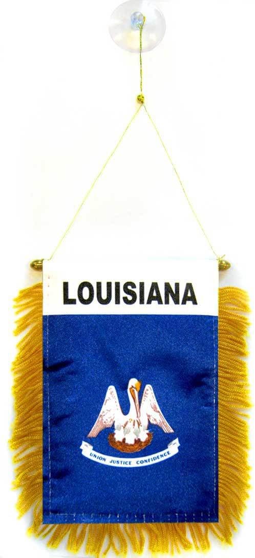 AZ FLAG, Louisiana Mini Banner, 6'' x 4'', 100% Polyester US state of Louisiane Small Pennant for Car