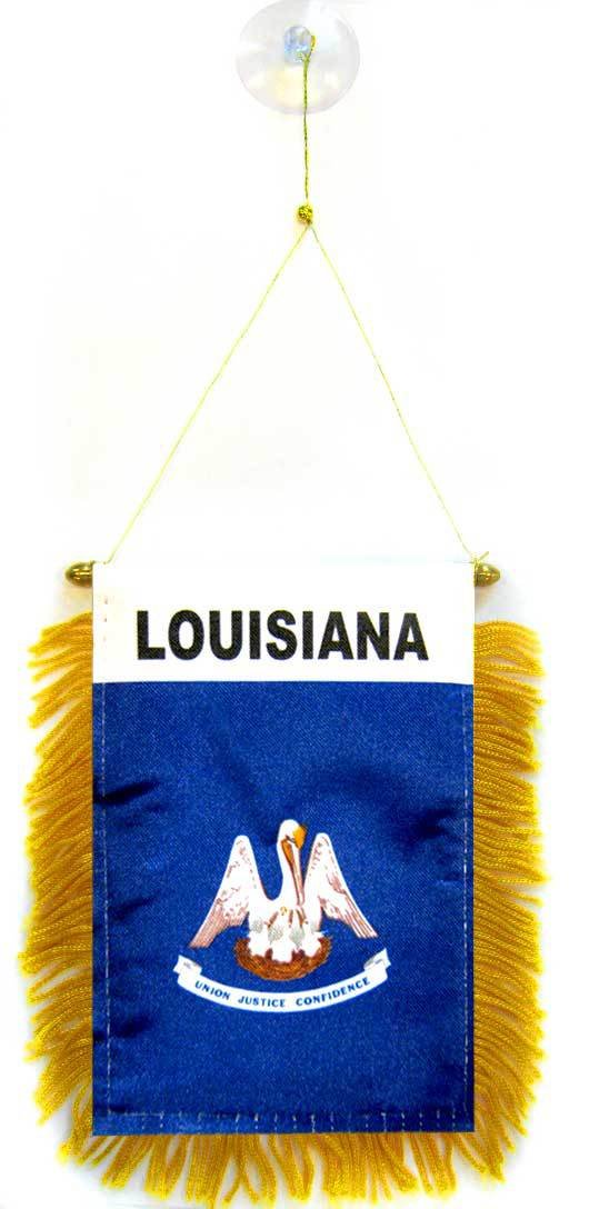 AZ FLAG - Louisiana Mini Banner - 6'' x 4'' - 100% Polyester US state of Louisiane Small Pennant for Car - Double-sided Flag with Suction Cup Hanger