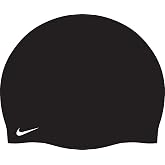 Nike Swim Unisex Solid Silicone Adult Cap, Black/White - OS