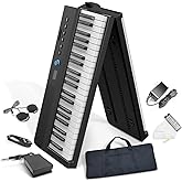 Longeye Folding Piano Keyboard 88 Key Portable Digital Piano Ultra Sound Semi-Weighted Electric Keyboard for Beginners & Professionals with Headphones, Stickers & Carrying Case Fold Pro 2+