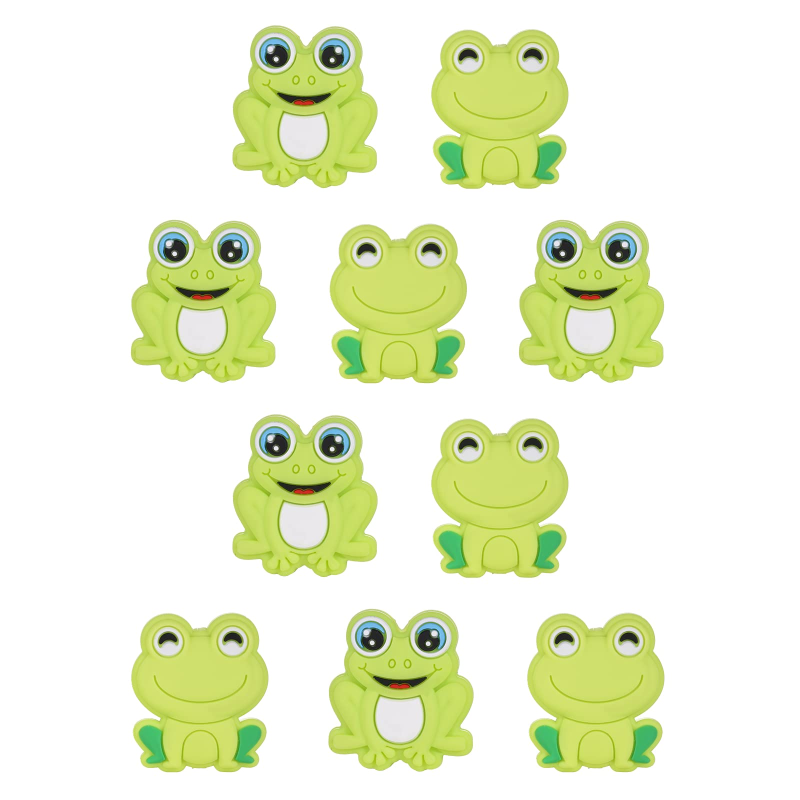WEWAYSMILE 10pcs Mixed Round Geometry Silicone Beads, Silicone Beads Bulk, Mix Color Rubber Polygonal Beads, for Keychain Making Necklace Bracelet Craft DIY(Frog) (AB)