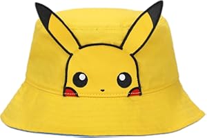 BIOWORLD Pokemon Pikachu Big Face Unisex Adult Bucket Hat with 3D Plush Yellow