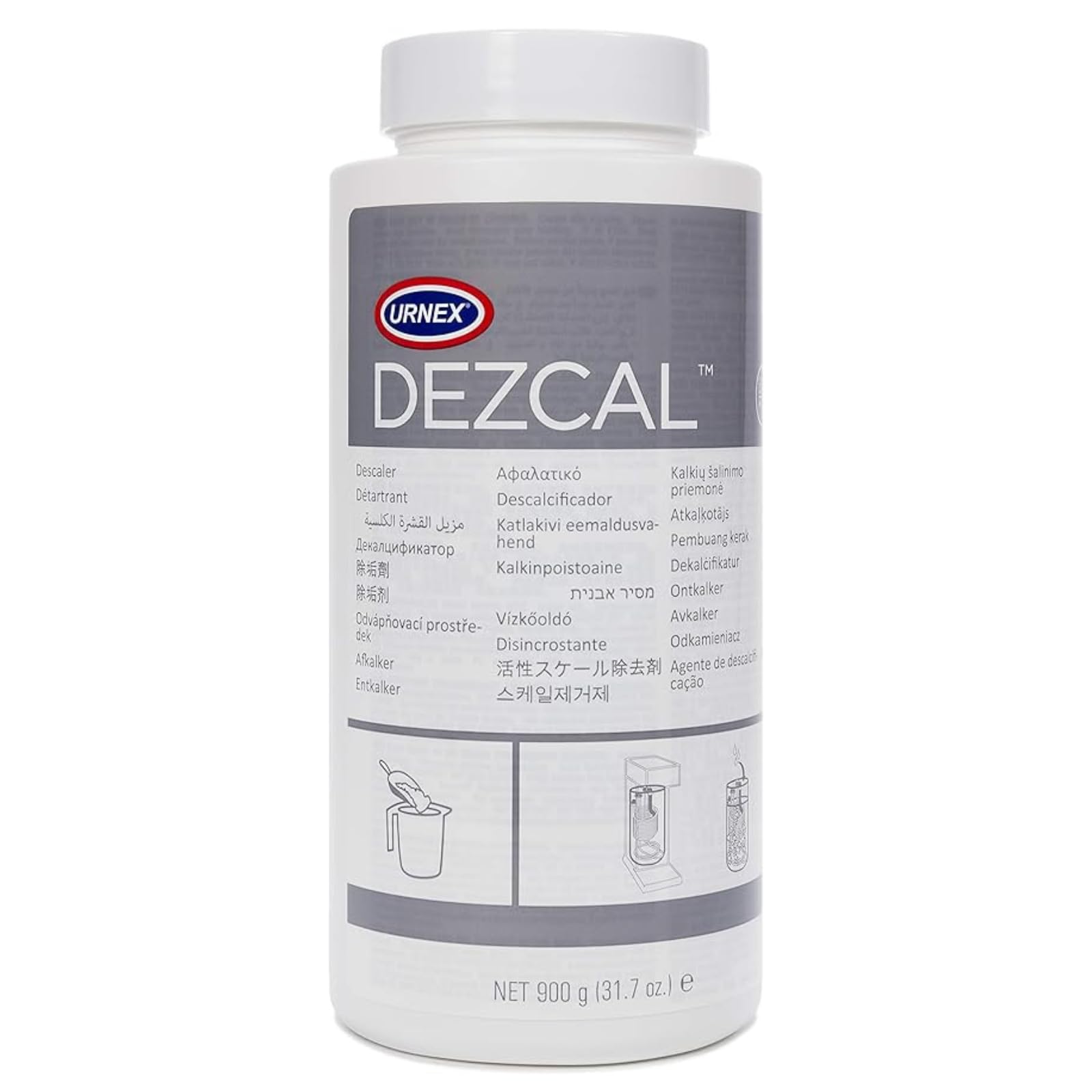 Urnex Dezcal Activated Scale Remover Powder Tub, 900g, White
