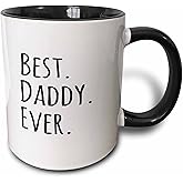 3dRose Best Daddy Ever - Gifts for fathers - dads - Good for Fathers day - black text 15oz Two-Tone Black Mug
