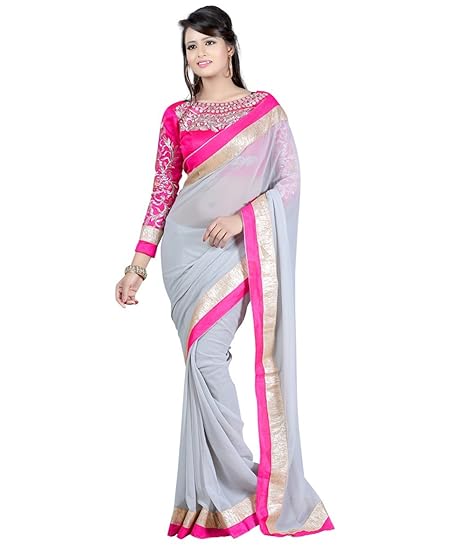 Winza Designer Chiffon Saree with Blouse Piece