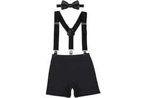 IBTOM CASTLE Baby Boys 1st/2nd Birthday Cake Smash Outfit Suspenders Bloomers Bowtie Set Fishing Party Clothes