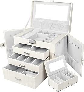 Yorbay Caja Joyero con Espejo y Cajones, Caja para Joyas ...