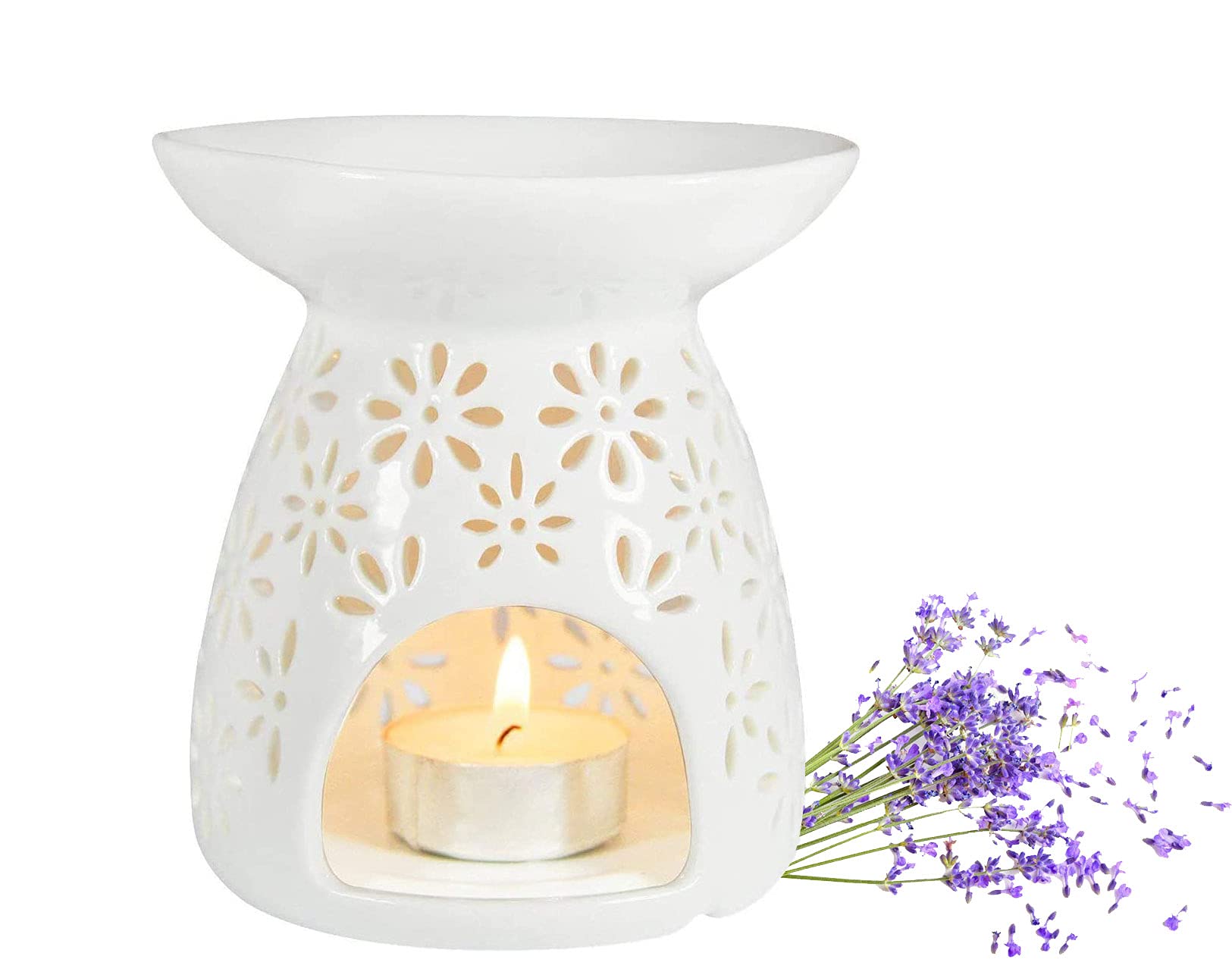 Sharemee - Ceramic Tea Light Holder & Wax Warmer, Aromatherapy Essential Oil Burner, Great Decoration for Living Room, Balcony, Patio, Porch and Garden