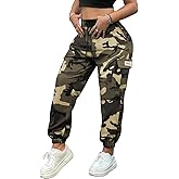 XYXYING Women’s Lightweight Quick-Dry Camo Cargo Pants - Tapered Leg Elastic Drawstring Waistband Breathable Tactical Pants
