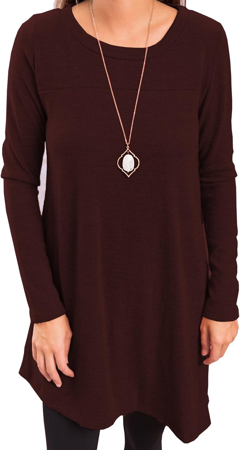 iGENJUN Women's Long Sleeve Scoop Neck Button Side Sweater Tunic Dress at  Women’s Clothing store