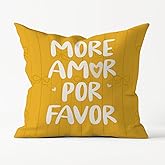 Poecinvi Modern Eclectic Yellow Pillow Covers 18x18 Double-Sided, Preppy Room Decor, More Amor Por Favor Minimalist Coquette Bow Throw Pillow Covers for Couch Bed Girls Bedroom Dorm Apartment Decor