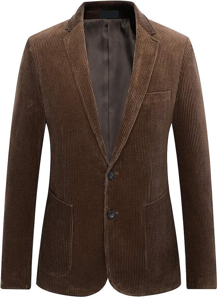 Allthemen Mens Corduroy Blazer TwoButton Dinner Suits Jacket Business