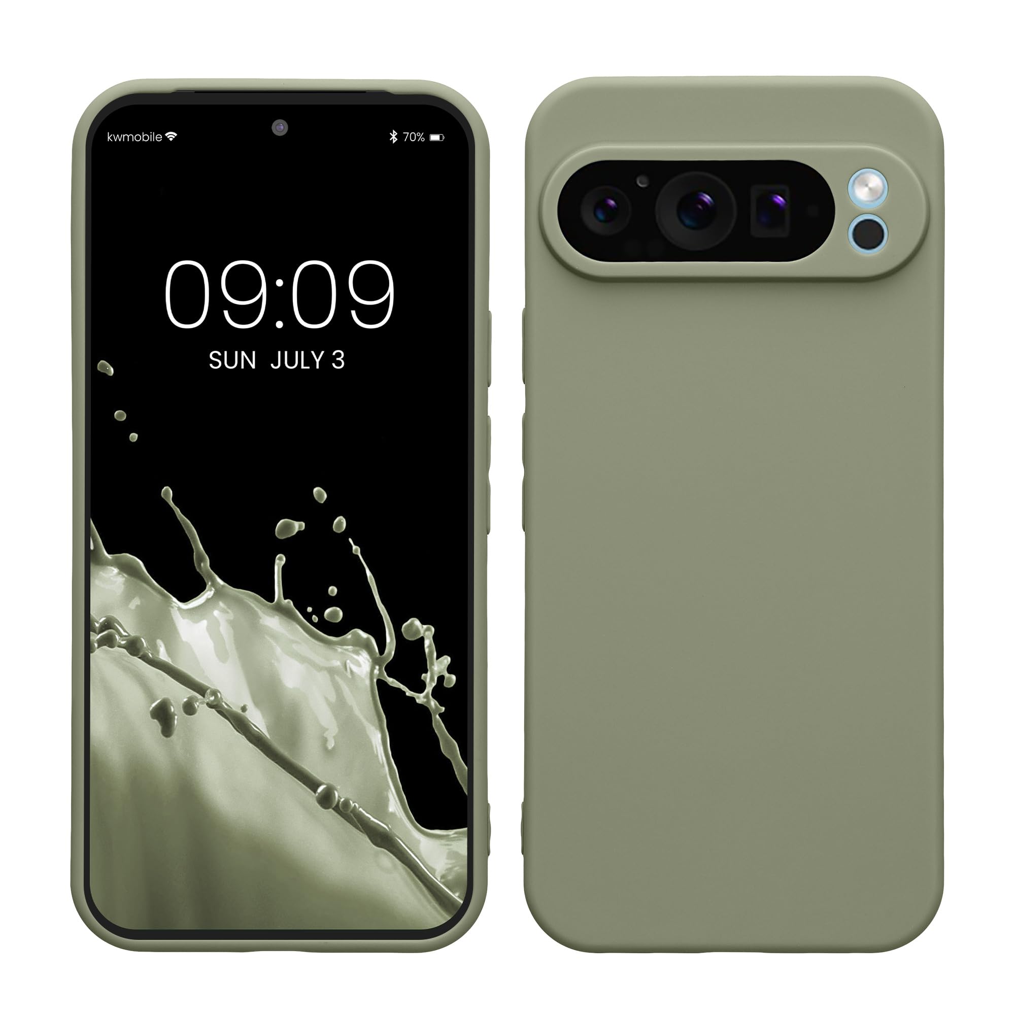 kwmobile Case for Google Pixel 9 Pro XL Case - Protective Slim TPU Phone Cover - Soft Matte Finish - Gray Green