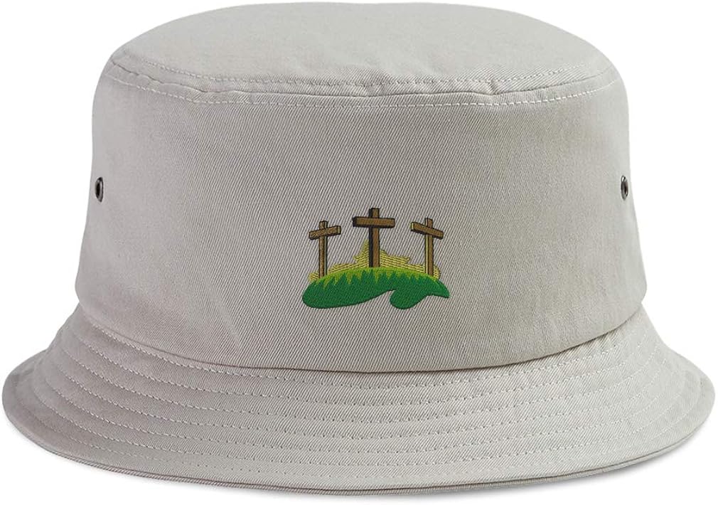 Custom Bucket Apparel Hat 3 Crosses God Jesus Embroidery Cotton Hats