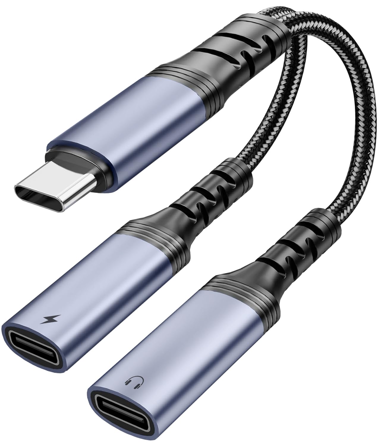 Photo 1 of USB C Splitter 1 in 2 Out HiFi Audio Adapter, Dual USB C Headphone and Charger Adapter Support Call PD 60W Charge for iPhone 17/16 / 15 Series, MacBook, iPad, Galaxy S25 / S24 and More ?Cold Gray?