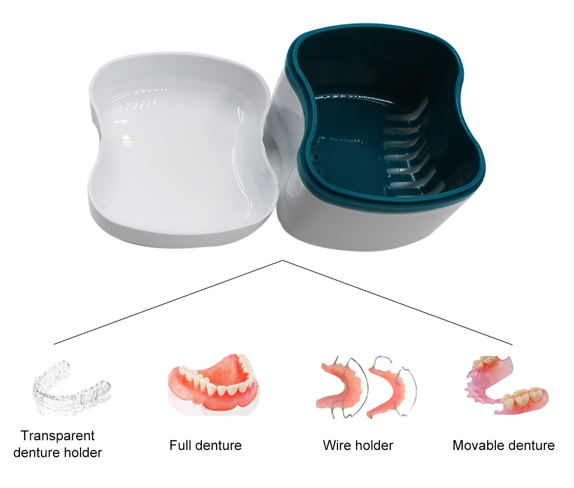Denture Cup with Strainer, 1 Box Denture Brush Retainer Case, Denture Case with Lid, Denture Bath Box for Cleaning, Store and Retrieve : Beauty