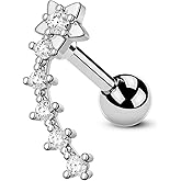 CM Crareesi Mania Star Cartilage Earrings 16G Curved Helix Piercing Jewelry Stainless Steel Forward Helix Piercing Jewelry Gold Tragus Earrings for Women Cartilage Stud Earrings