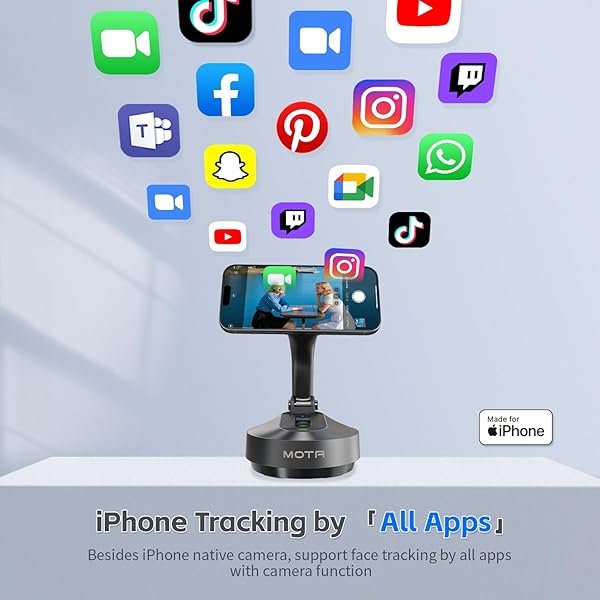 COMITOK MAGNETIC AUTO FACE TRACKING STAND MOTA TRIPOD WITH REMOTE CONTROLLER FOR IPHONE FOLLOWS YOUR MOVEMENT HANDS-FREE VIDEO RECORDING WITH 360 DEGREE HOLDER FOR CONFERENCE, FACETIME, FITTNESS-BLACK