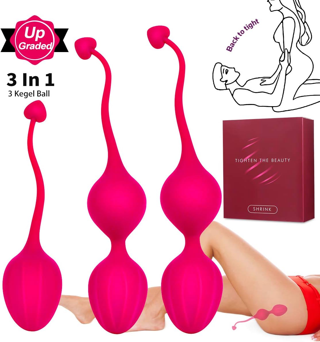 Kegel Exercise Balls for Women Ben Wa Weight Balls for Women Pelvic Exercise Ball Tightning Bladder Control Devices Silicone Strengthening Device: Health & Personal Care