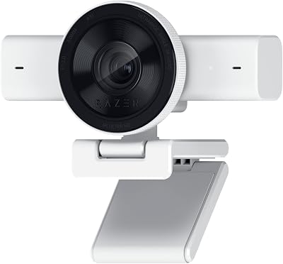 Kiyo V2 X - Full-HD-Webcam 1080p, 60 FPS para creadores - Enfoque automático - Objetivo gran angular - Micrófono integrado -Compatible con Open Broadcaster Software y Xsplit | Blanco
